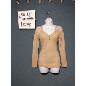 Level Up lace shoulders henley top large